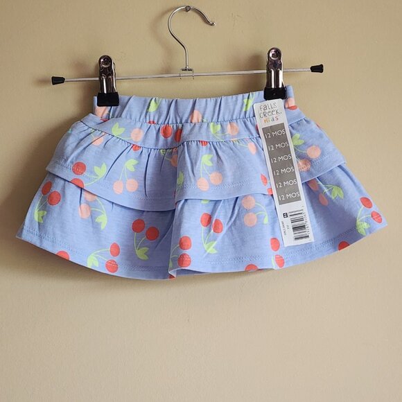 Falls Creek Toddler Girls Cherries Skirt With Attached Blue Shorts 12 Months NWT - Picture 2 of 5